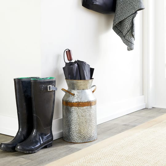 14" Gray Decorative Milk Can